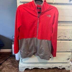 The North Face Boys Red and Gray Jacket. Size XL.